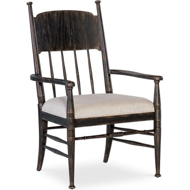 Americana Upholstered Seat Arm Chair Set of 2 In Beige