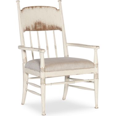 Americana Upholstered Seat Arm Chair Set of 2 In Beige