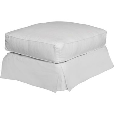 Americana Warm White Box Cushion Slipcovered Ottoman