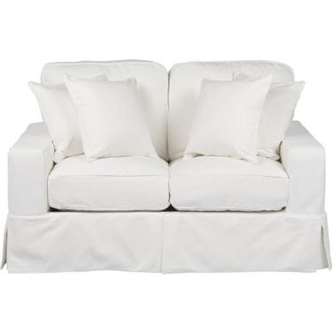 Americana White Box Cushion Slipcovered Loveseat