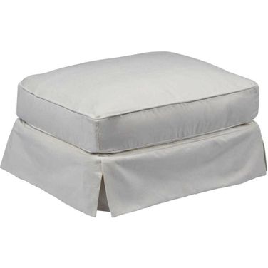Americana White Box Cushion Slipcovered Ottoman