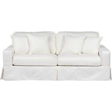 Americana White Box Cushion Slipcovered Sofa