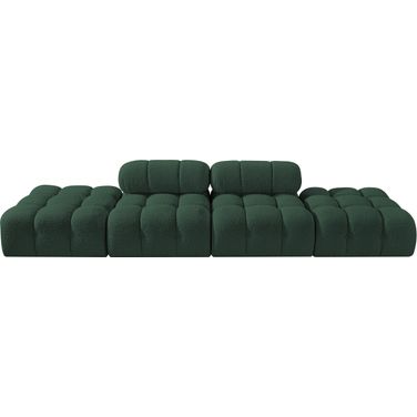 Ames 136 Inch Boucle Fabric Upholstered 4 Piece Modular Sofa In Green