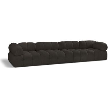 Ames Boucle Fabric 4 Seater Modular Sofa with Arm Support In Brown