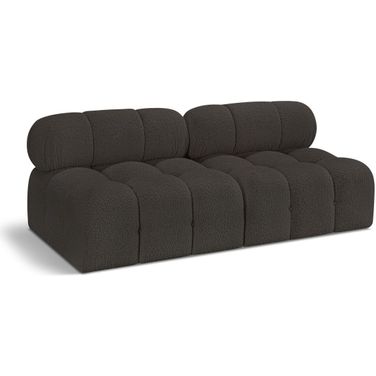 Ames Boucle Fabric 2 Seater Modular Sofa In Brown