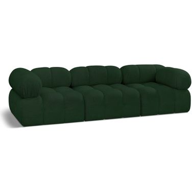 Ames Boucle Fabric 3 Seater Modular Sofa with Arm Support In Green