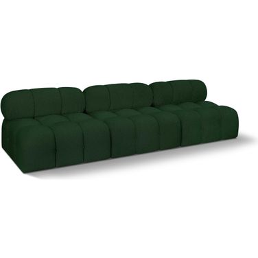 Ames Boucle Fabric 3 Seater Modular Sofa In Green