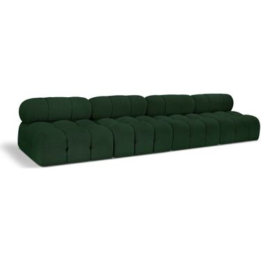 Ames Boucle Fabric 4 Seater Modular Sofa In Green