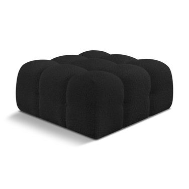 Ames Boucle Fabric Ottoman In Black