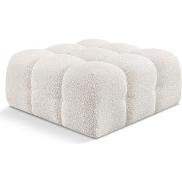 Ames Boucle Fabric Ottoman In Cream