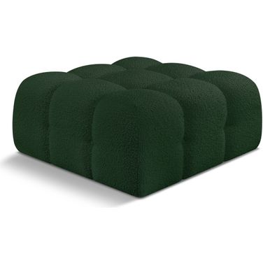 Ames Boucle Fabric Ottoman In Green