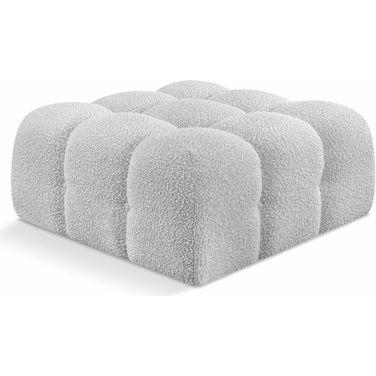 Ames Boucle Fabric Ottoman In Grey