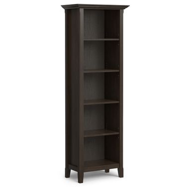 Amherst 24 Inch Solid Wood 5 Shelf Bookcase In Hickory Brown