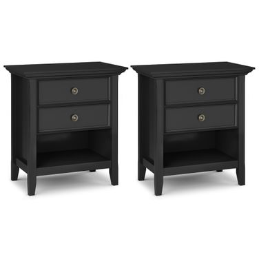 Amherst 24 Inch Solid Wood Bedside Table Set of 2 In Black