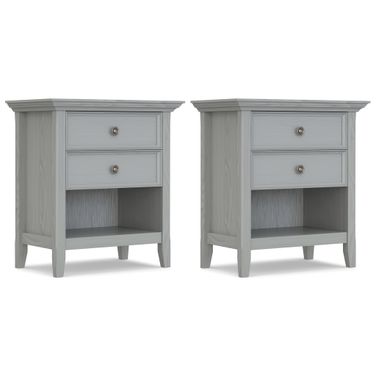 Amherst 24 Inch Solid Wood Bedside Table Set of 2 In Fog Grey