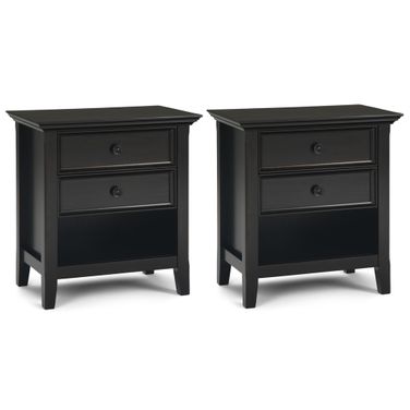 Amherst 24 Inch Solid Wood Bedside Table Set of 2 In Hickory Brown
