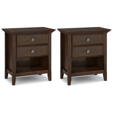 Amherst 24 Inch Solid Wood Bedside Table Set of 2 In Russet Brown