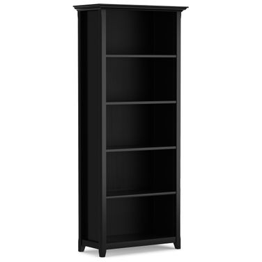 Amherst 30 Inch Solid Wood 5 Shelf Bookcase In Black