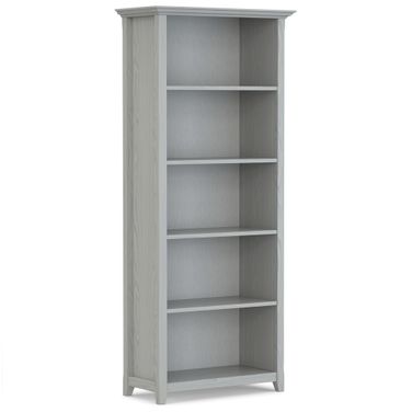 Amherst 30 Inch Solid Wood 5 Shelf Bookcase In Fog Grey