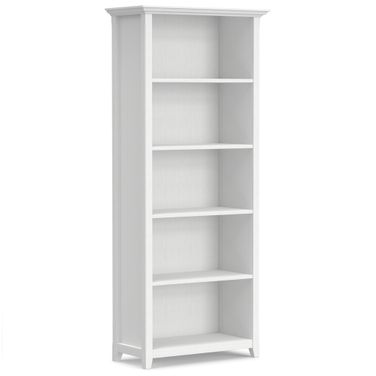 Amherst 30 Inch Solid Wood 5 Shelf Bookcase In White