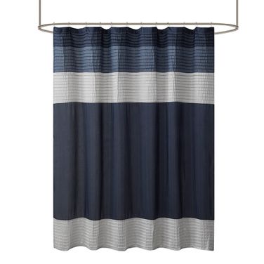 Amherst Faux Silk Shower Curtain In Navy