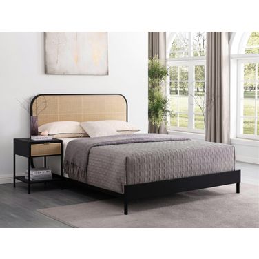 Amherst Radio Weave Rattan Metal Bedroom Set In Black