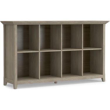 Amherst Solid Wood 8 Cube Storage Sofa Table In Distressed Grey