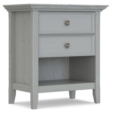 Amherst Solid Wood Bedside Table In Fog Grey