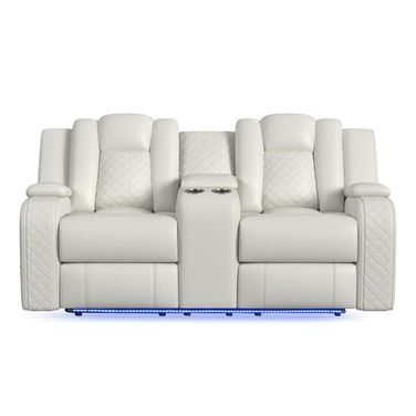 Amias Power Motion Loveseat with Power Headrest, Console and LED In Oyster