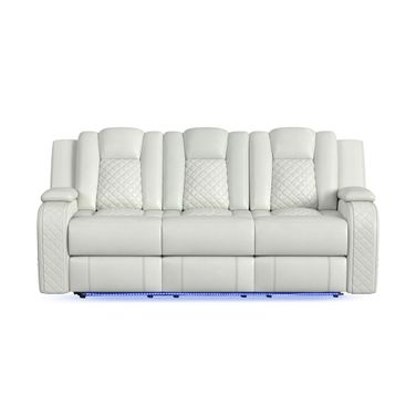 Amias Power Motion Sofa with Power Headrest and Dropdown Table In Oyster