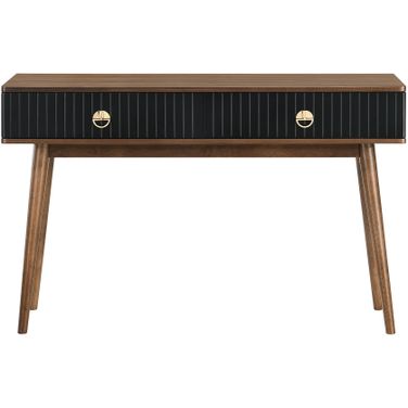 Amigo Black Veneer and Walnut Wood Console Table