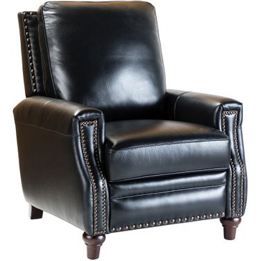Amil Genuine Leather Recliner In Black