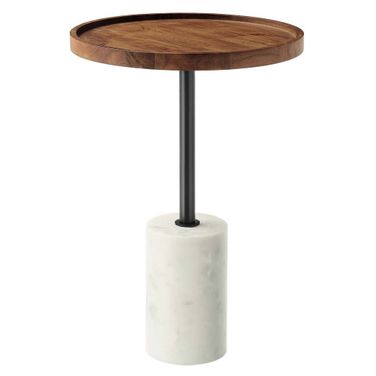 Amina Acacia Wood Round Side Table In Light Oak