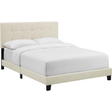 Amira Beige King Upholstered Fabric Bed