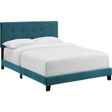 Amira Sea Blue Full Performance Velvet Bed