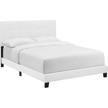 Amira White King Upholstered Fabric Bed