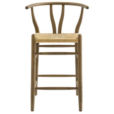 Amish Wood Counter Stool In Weathered Gray and Teak