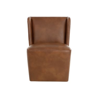 Amita Wheeled Dining Chair In Tobacco Tan