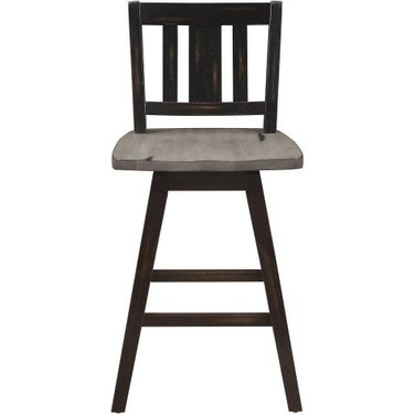 Amsonia Distressed Gray And Black Slat Back Swivel Counter Height Chair Set of 2
