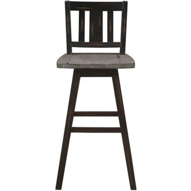 Amsonia Distressed Gray And Black Slat Back Swivel Pub Height Chair Set of 2