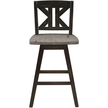 Amsonia Distressed Gray And Black X Back Swivel Counter Height Chair Set of 2