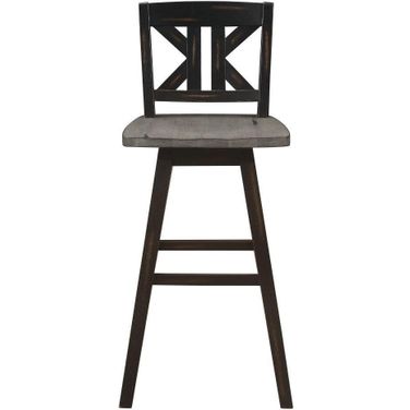 Amsonia Distressed Gray And Black X Back Swivel Pub Height Chair Set of 2