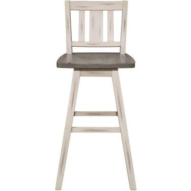 Amsonia Distressed Gray And White Slat Back Swivel Pub Height Chair Set of 2