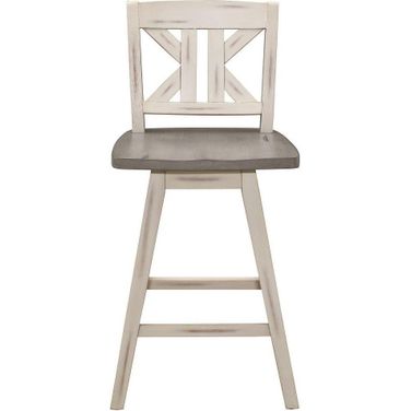 Amsonia Distressed Gray And White X Back Swivel Counter Height Chair Set of 2