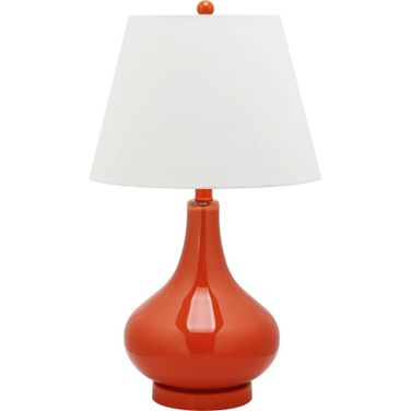 Amy Blood Orange and Off-White 24 Inch Gourd Glass Lamp