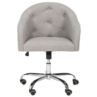 Amy Tufted Linen Chrome Leg Swivel Office Chair in Grey
