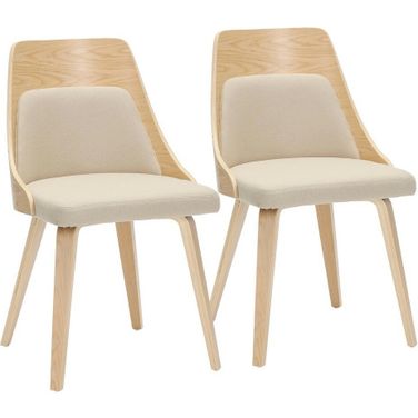 Anabelle Bent Wood Chair Set of 2 In Natural and Cream