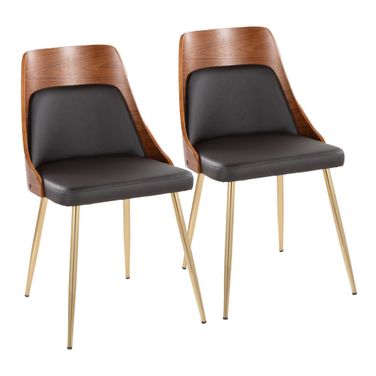 Anabelle Chair Set of 2 In Walnut and Brown