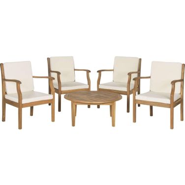 Anaheim Teak Brown and Beige 5-Piece Coffee Set
