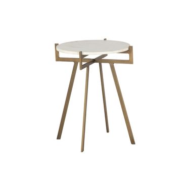 Anak Marble Look End Table In White